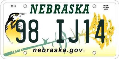 NE license plate 98IJ14