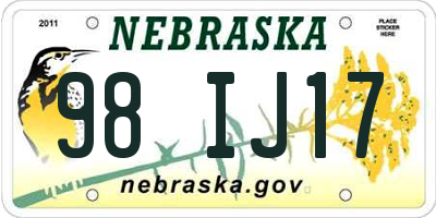 NE license plate 98IJ17