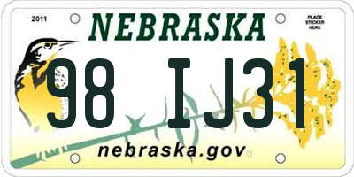 NE license plate 98IJ31