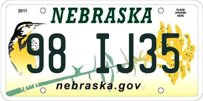 NE license plate 98IJ35