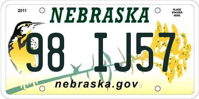 NE license plate 98IJ57