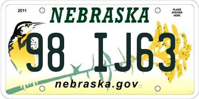 NE license plate 98IJ63