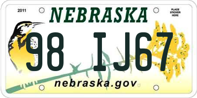 NE license plate 98IJ67