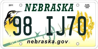 NE license plate 98IJ70