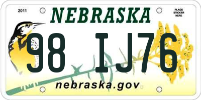 NE license plate 98IJ76