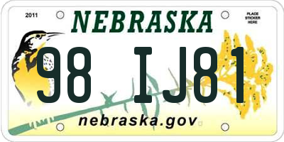 NE license plate 98IJ81