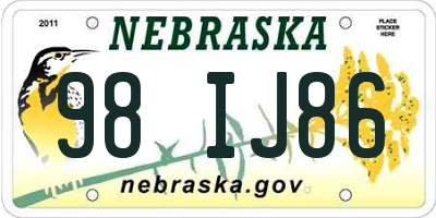 NE license plate 98IJ86