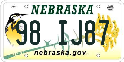 NE license plate 98IJ87