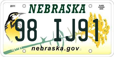 NE license plate 98IJ91