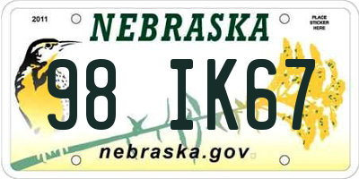 NE license plate 98IK67