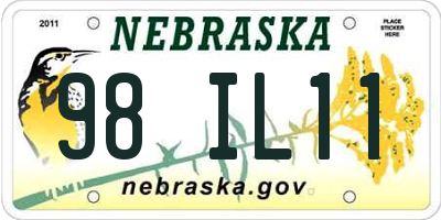 NE license plate 98IL11
