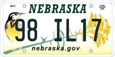 NE license plate 98IL17