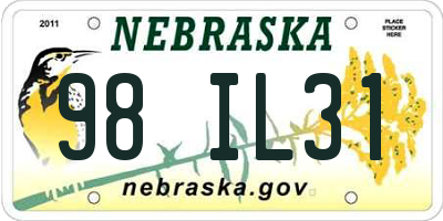 NE license plate 98IL31
