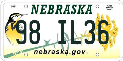 NE license plate 98IL36