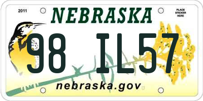 NE license plate 98IL57