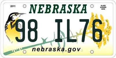 NE license plate 98IL76