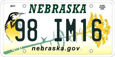 NE license plate 98IM16