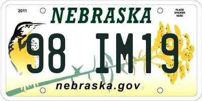 NE license plate 98IM19