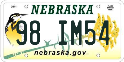 NE license plate 98IM54