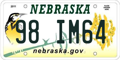 NE license plate 98IM64