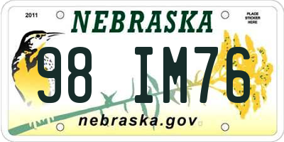 NE license plate 98IM76