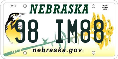 NE license plate 98IM88