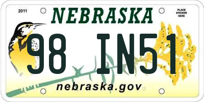 NE license plate 98IN51