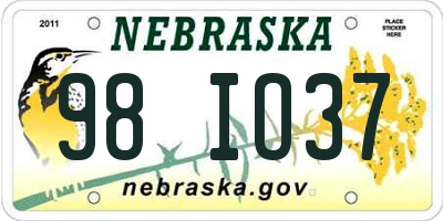 NE license plate 98IO37