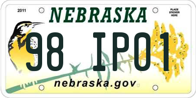 NE license plate 98IP01