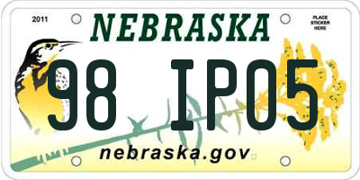 NE license plate 98IP05