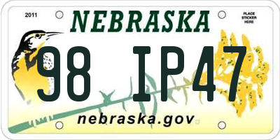 NE license plate 98IP47