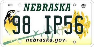 NE license plate 98IP56