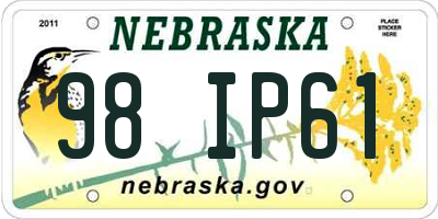 NE license plate 98IP61