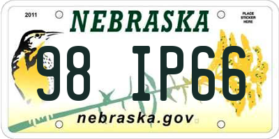 NE license plate 98IP66