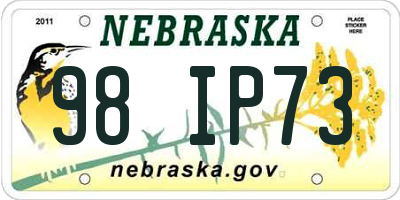 NE license plate 98IP73