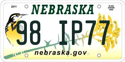 NE license plate 98IP77