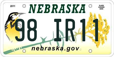 NE license plate 98IR11