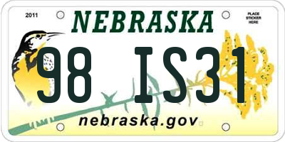 NE license plate 98IS31