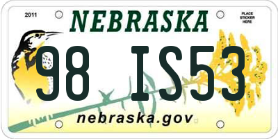 NE license plate 98IS53