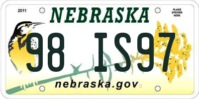 NE license plate 98IS97