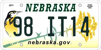 NE license plate 98IT14