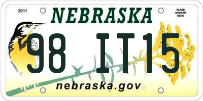 NE license plate 98IT15