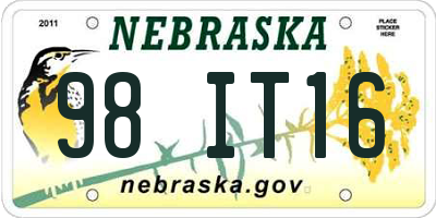 NE license plate 98IT16