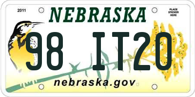 NE license plate 98IT20