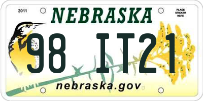 NE license plate 98IT21