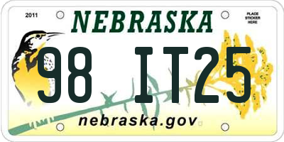 NE license plate 98IT25