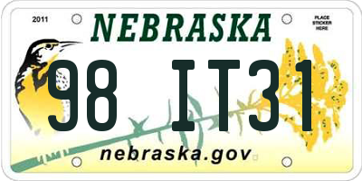 NE license plate 98IT31