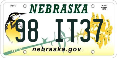 NE license plate 98IT37