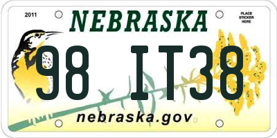 NE license plate 98IT38