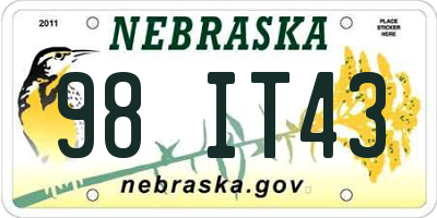 NE license plate 98IT43